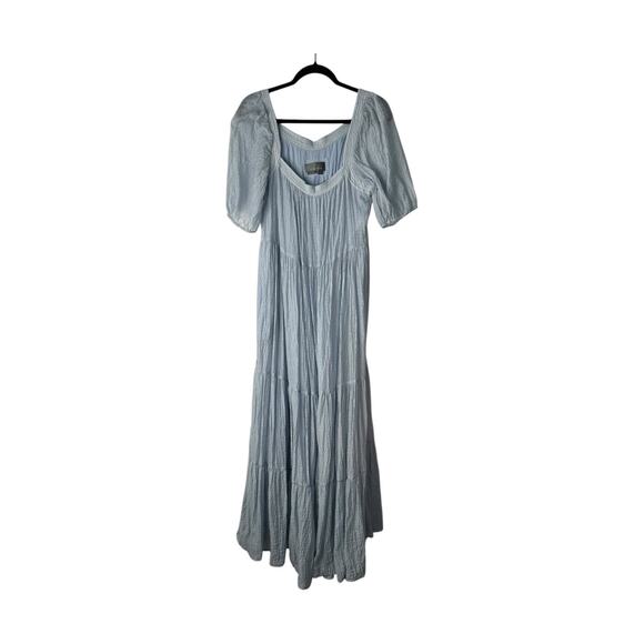 By Anthropologie Dress Size L Light Blue Tiered Puff Sleeve Maxi Peasant Cottage Women By Anthropologie Dress Size L Light Blue Tiered Puff Sleeve Maxi Peasant Cottage Women